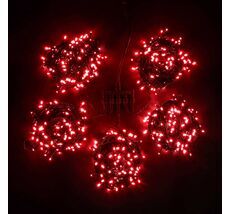 Комплект 5 Красных Нитей по 20м с Мерцанием, 1000 LED, Провод Черный ПВХ, IP54 KDD1000BLW-11-1R