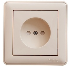 Розетка встраиваемая без заземления со шторками (слоновая кость) Systeme Electric RS16-151-28