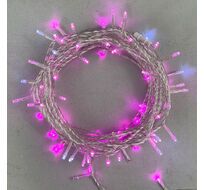 Светодиодная нить 10 м, 24V, прозрачный провод, 100 led (мерцание), розовый PST100BLW-10-1P