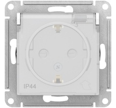 Розетка встраиваемая с заземлением, шторками и крышкой (белый) IP44 Systeme Electric ATN440146