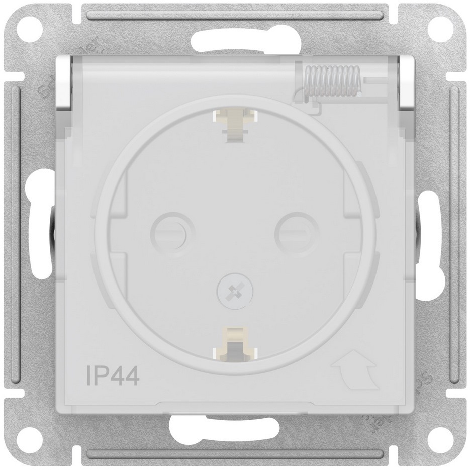 Розетка встраиваемая с заземлением, шторками и крышкой (белый) IP44 Systeme Electric ATN440146