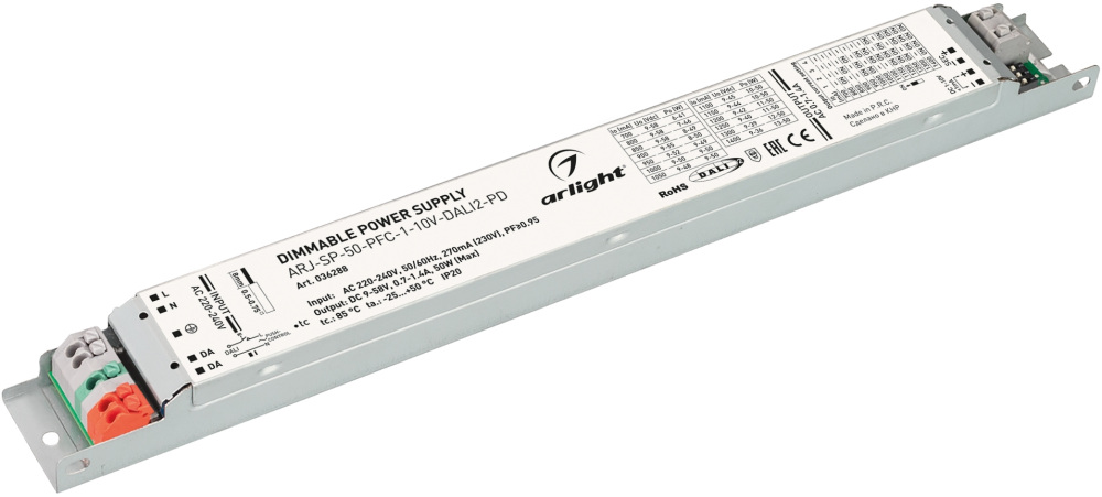 Блок питания ARJ-SP-50-PFC-1-10V-DALI2-PD (50W, 9-58V, 0.7-1.4A) ( Arlight 036288_ARL