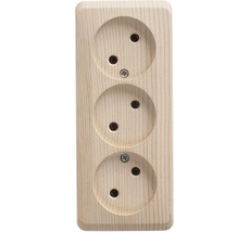 Розетка накладная тройная без заземления (сосна) Systeme Electric PA16-009D