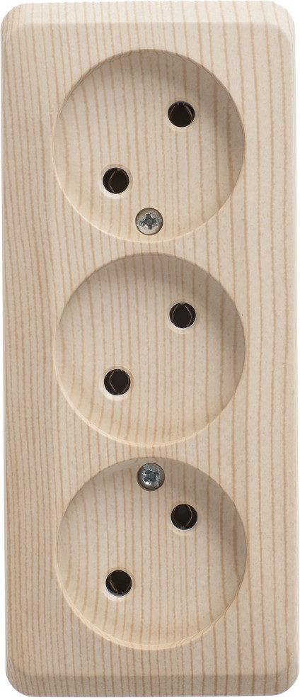 Розетка накладная тройная без заземления (сосна) Systeme Electric PA16-009D