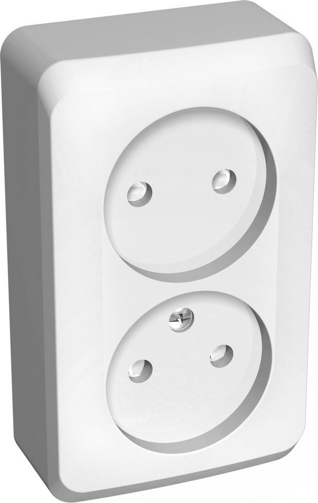 Розетка накладная двойная без заземления со шторками (белый) Systeme Electric PA16-006B