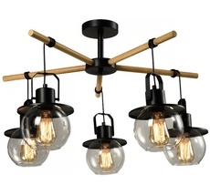 Потолочная люстра на штанге Imex MD.23044-5-S-BK+WOOD_IM