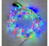 Гирлянда Нить 20м Разноцветная с Возможностью Управления 24В, 200 LED, Провод Прозрачный Силикон, IP65 EST200-3W10-1M