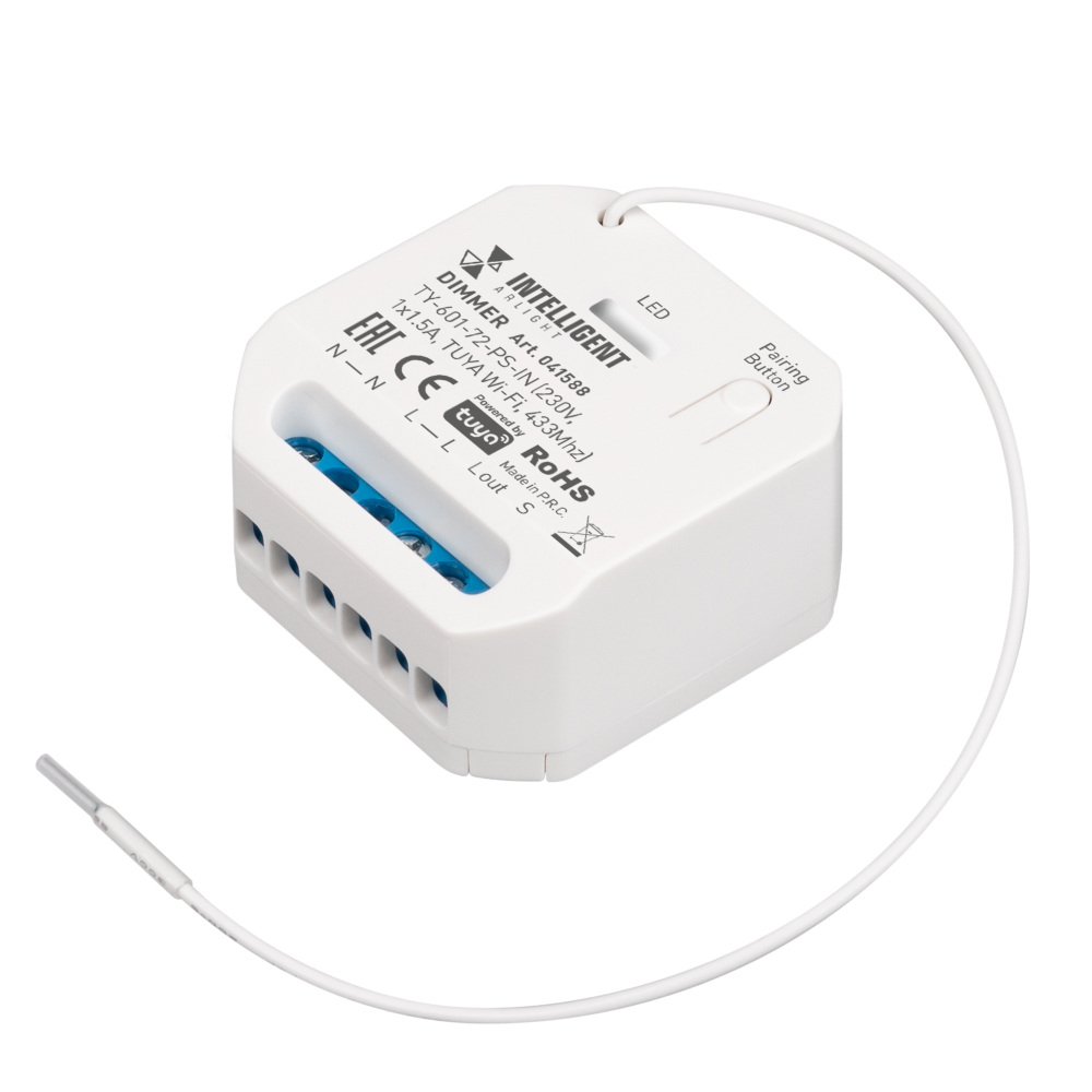 INTELLIGENT ARLIGHT Диммер TY-601-72-PS-IN (230V, 1x1.5A, TUYA Wi-Fi, 433Mhz) (IARL, IP20 Пластик, 3 года) 041588 Arlight 041588_ARL