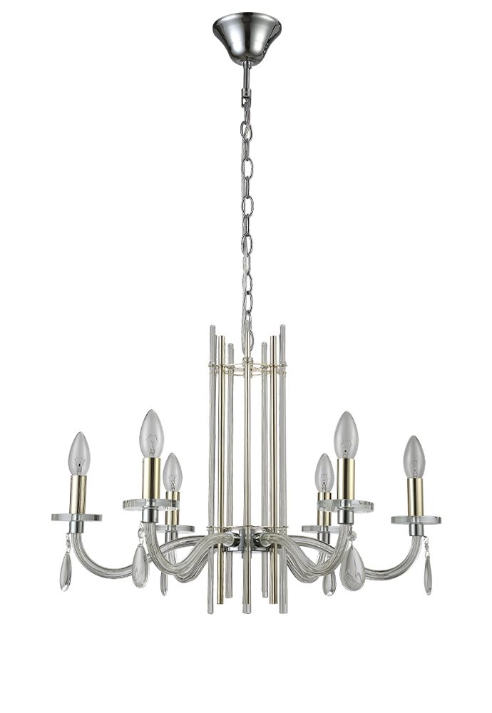 Подвесная люстра Crystallux AURELIO AURELIO SP6 GOLD+CHROME/TRANSPARENT_CR