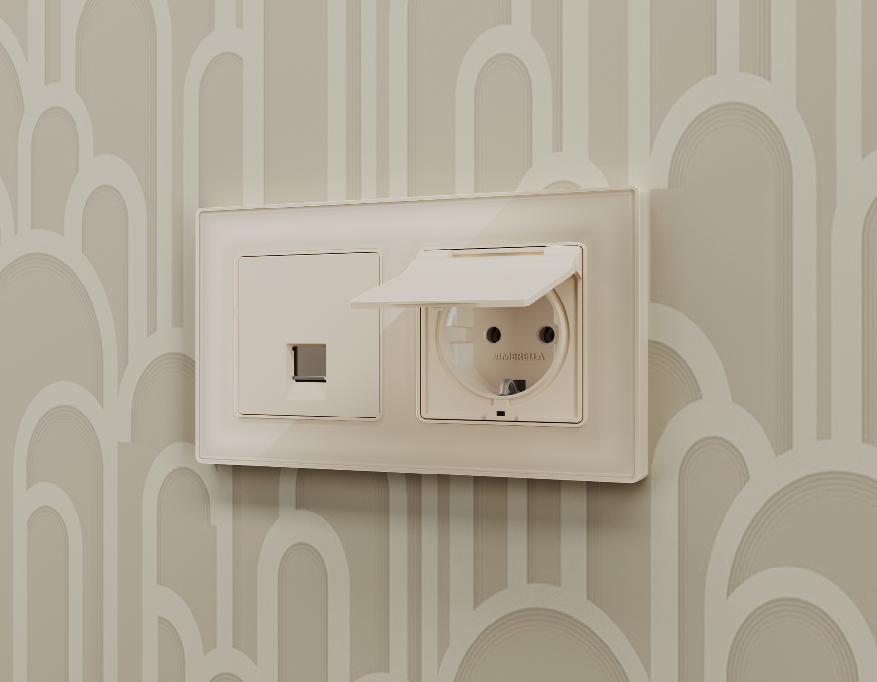 Розетка компьютерная Ambrella Volt ALFA RJ-45(8P8C) CAT6 с защитной шторкой QUANT MA332010_AMB