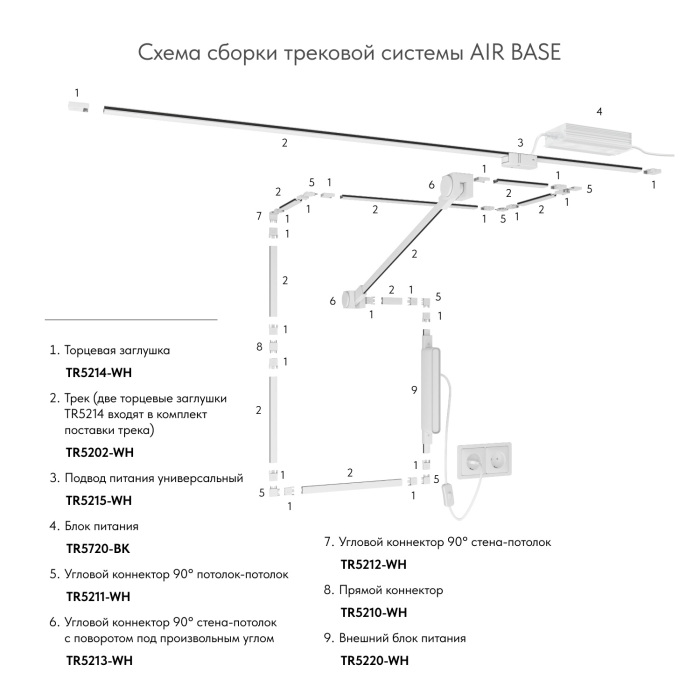Соединитель для шинопровода Denkirs AIR BASE TR5212-WH
