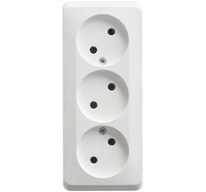 Розетка накладная тройная без заземления (белый) Systeme Electric PA16-009B