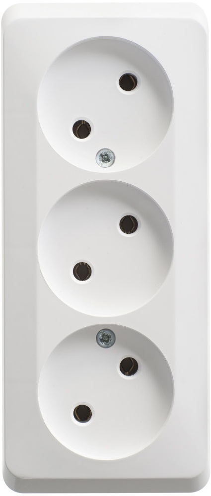 Розетка накладная тройная без заземления (белый) Systeme Electric PA16-009B