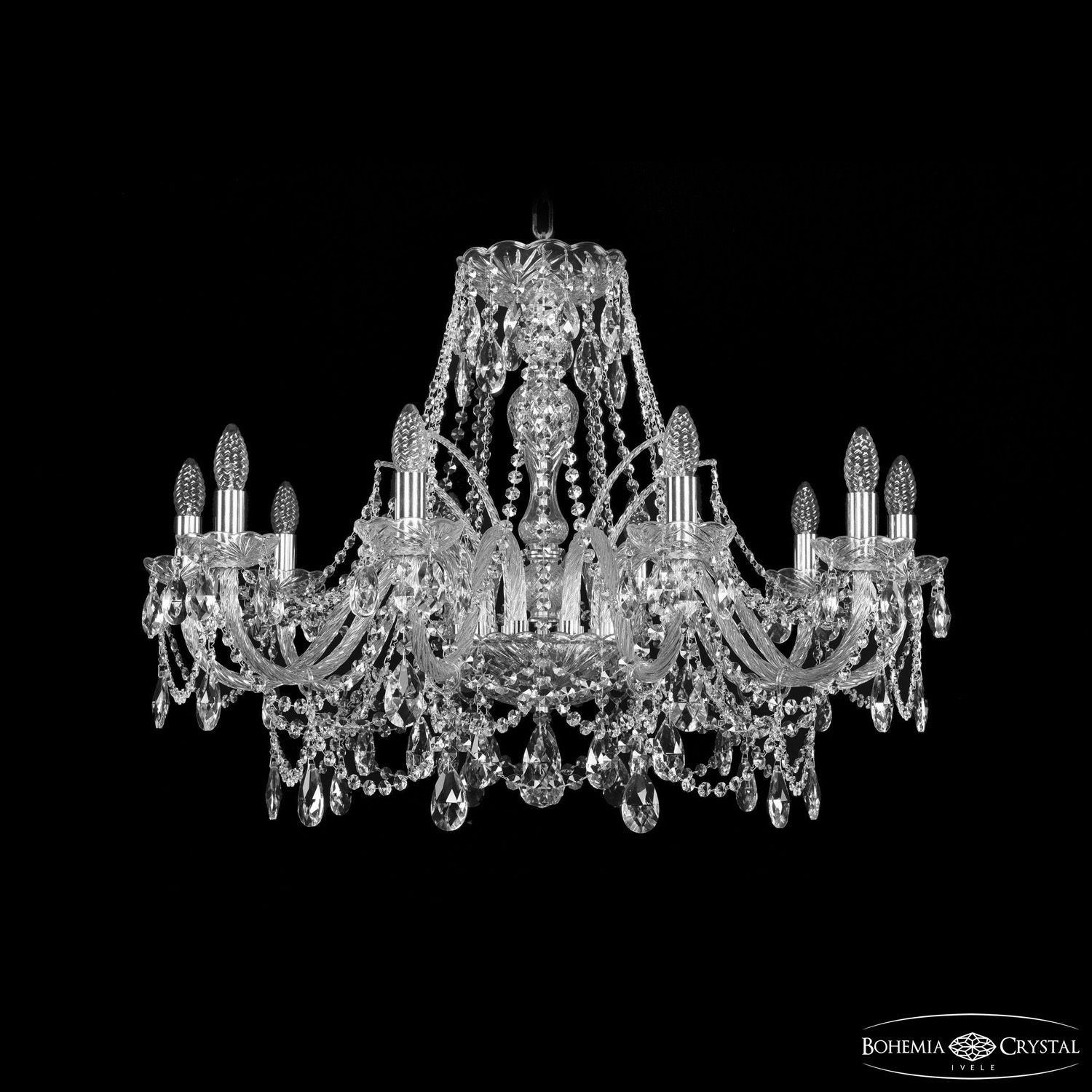 Хрустальная люстра Bohemia Ivele Crystal 1411/10/300 Ni_BI