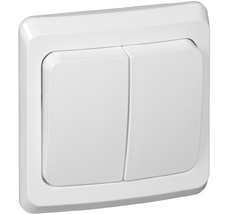 Выключатель встраиваемый двухклавишный (белый) Systeme Electric BC10-002B