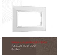 Рамка из закаленного стекла для двойной розетки Arte Milano 503.02-double.silver