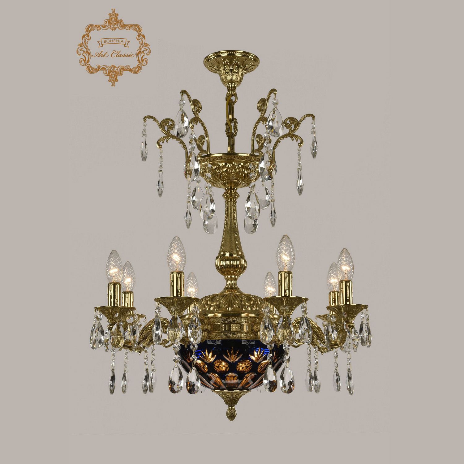 

Хрустальная люстра Bohemia Art Classic 31.19.8.CK125SP.250SP.G.Sp.Amber.Blue.1E, 31.19.8.CK125SP.250SP.G.Sp.Amber.Blue.1E