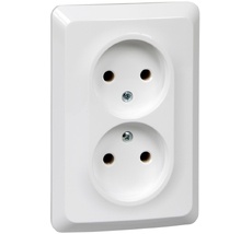 Розетка встраиваемая двойная без заземления (белый) Systeme Electric PC16-105B
