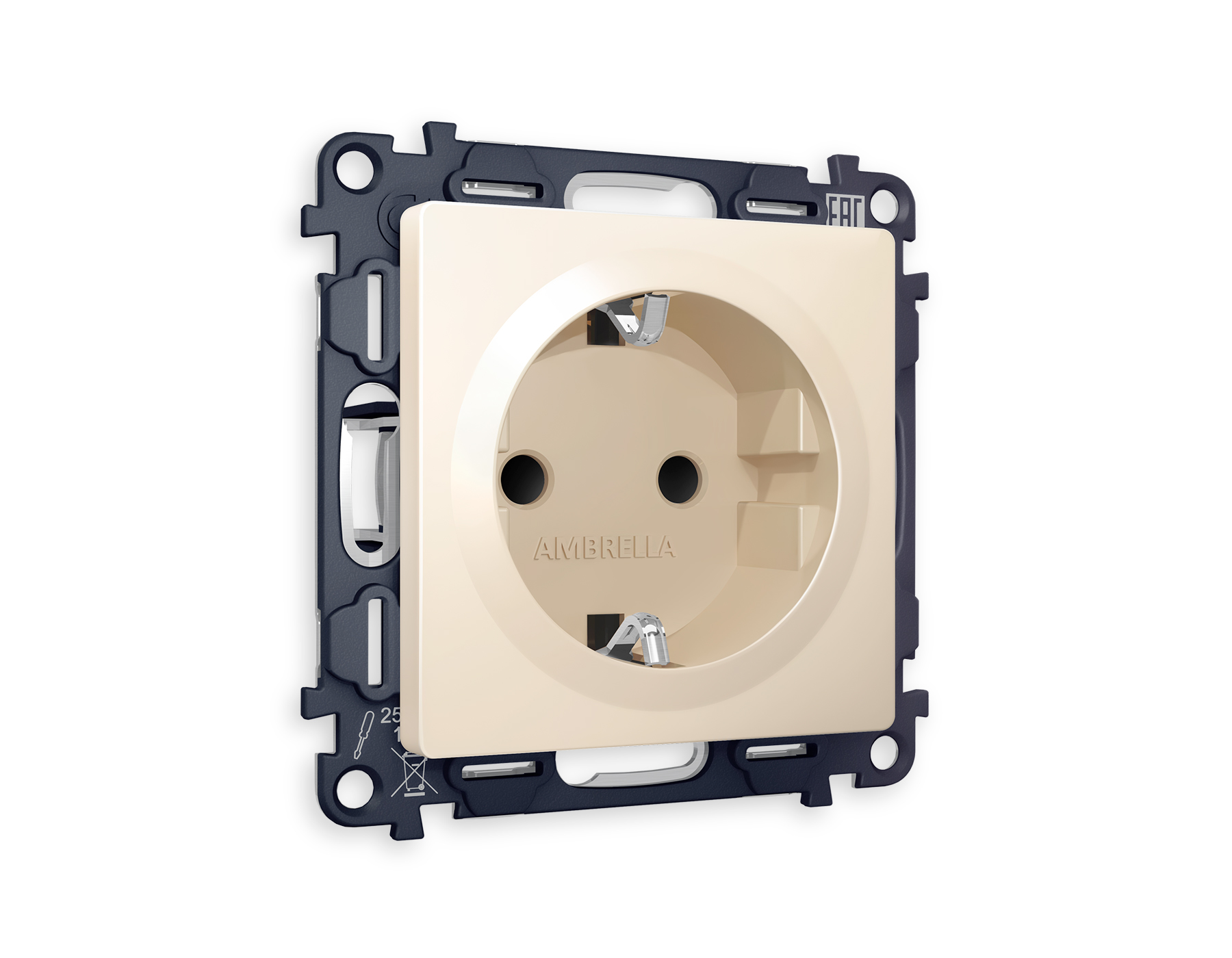 Розетка Ambrella Volt ALFA с заземлением на винтовых зажимах 2P+E 16A-250V QUANT MA326010_AMB