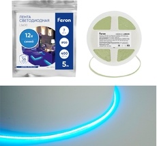 Светодиодная COB лента 400SMD(2110)/ 7Вт/м 12V синий Feron 48953_FR