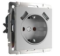 Розетка с заземлением, шторками и USB Werkel a050886_WR