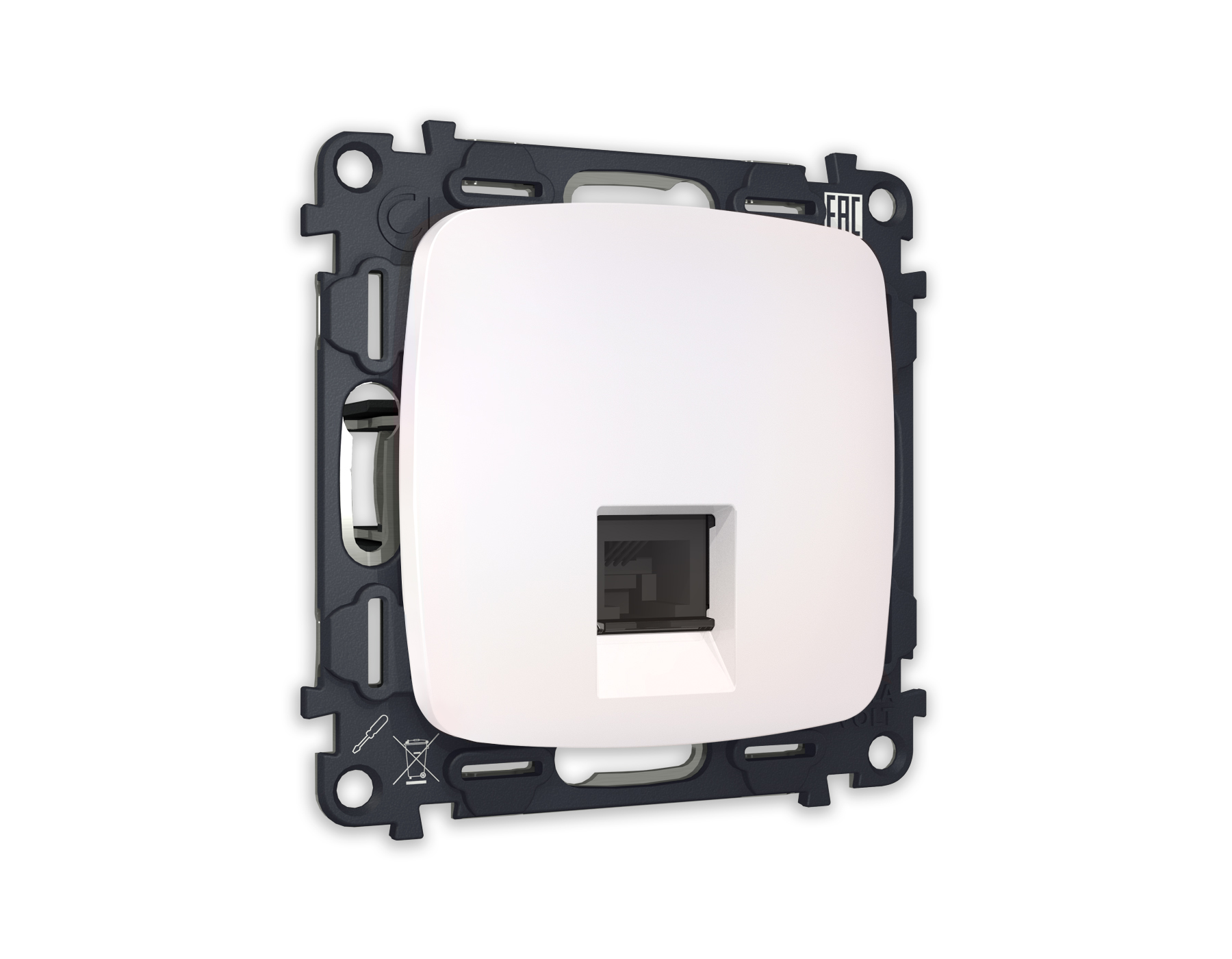 Розетка телефонная Ambrella Volt OMEGA RJ-11(4P4C) с защитной шторкой QUANT MO212030_AMB