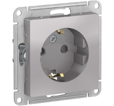 Розетка встраиваемая с заземлением (алюминий) Systeme Electric ATN000345