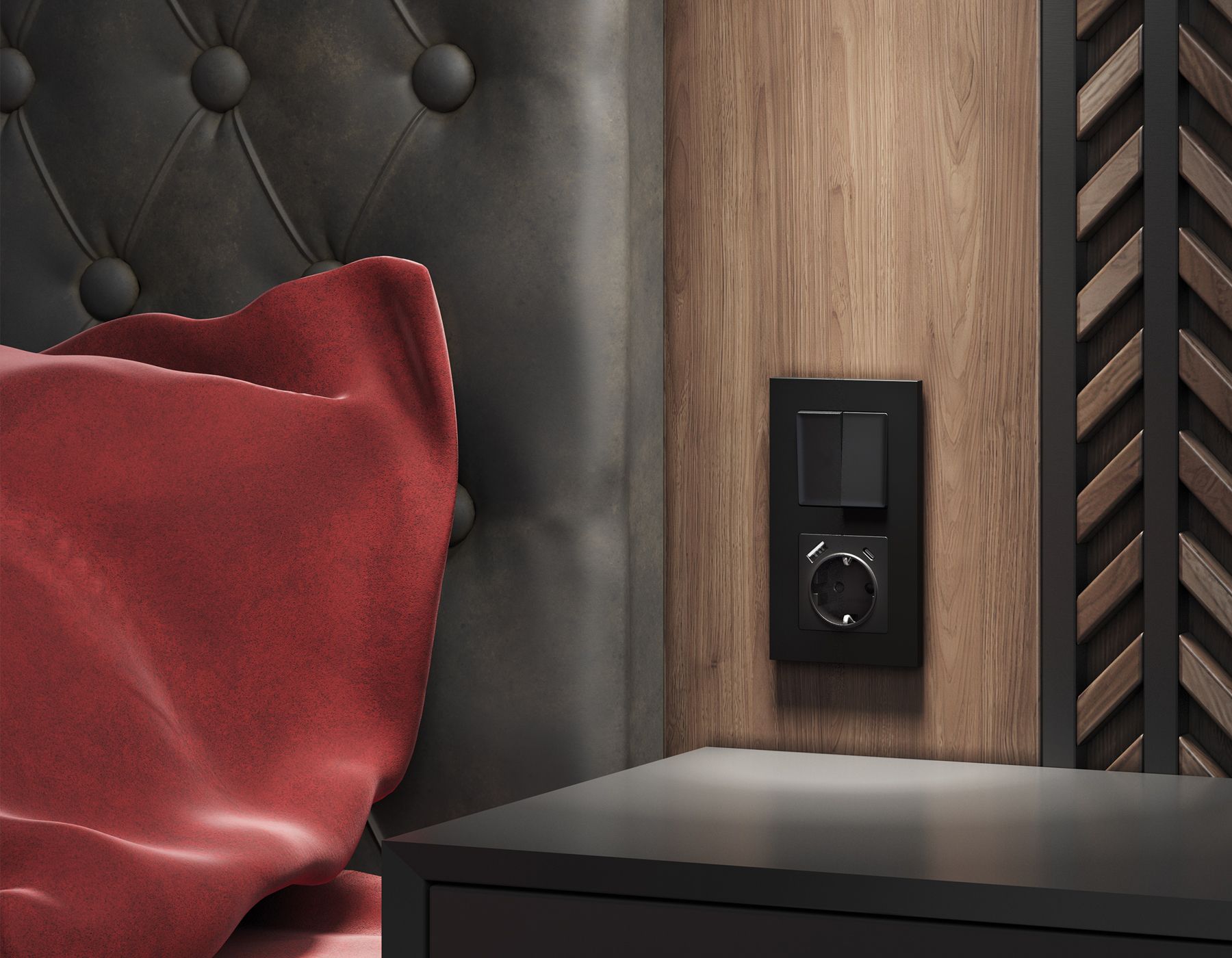 Лицевая панель для 2-клавишных выключателей QUANT Ambrella Volt ALFA AP8030_AMB