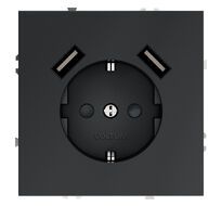 Розетка встраиваемая VOLTUM S70 с заземлением и защитными шторками, 16А, с USB, A+A VLS040407