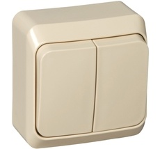 Выключатель накладной двухклавишный с подсветкой (кремовый) Systeme Electric BA10-006K