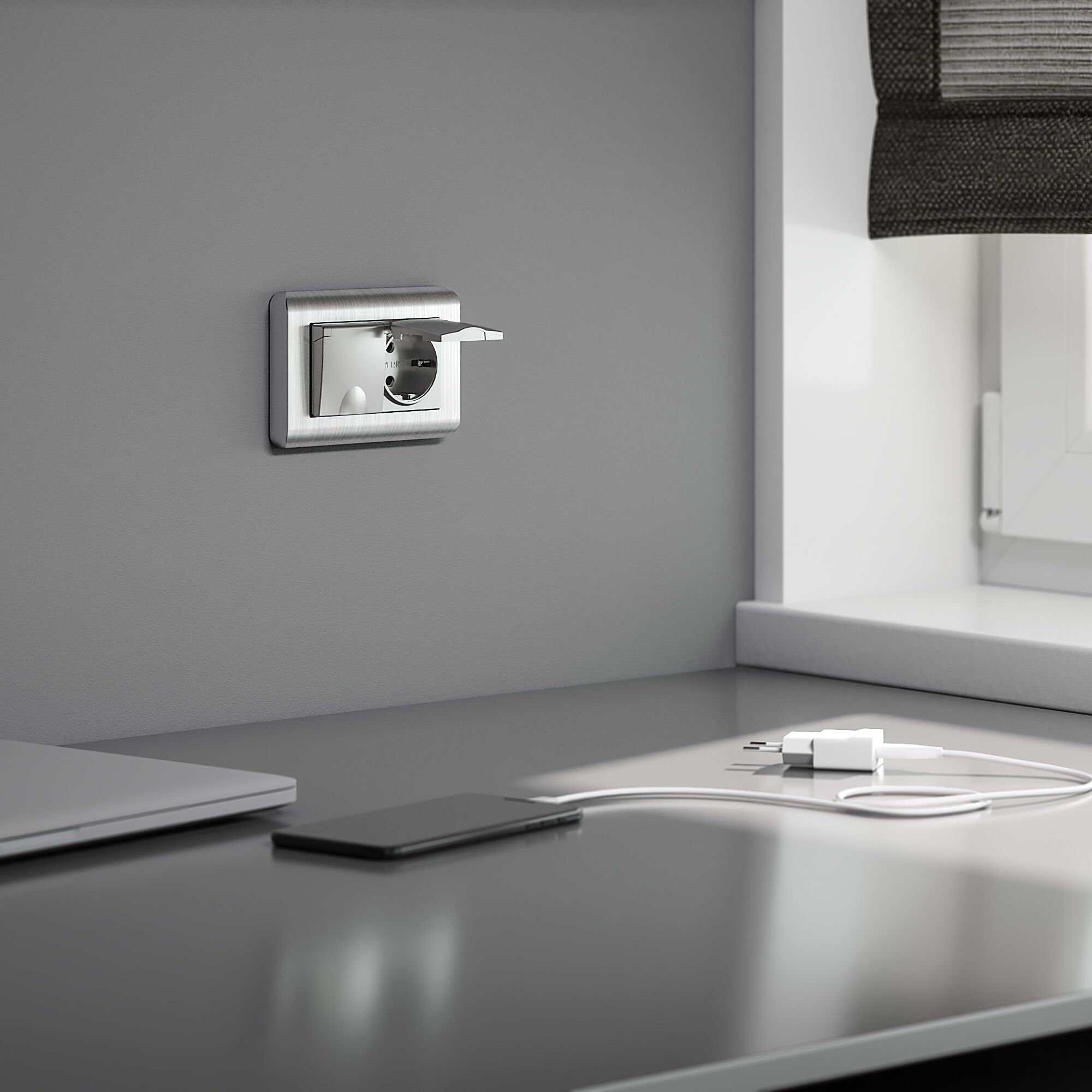 Розетка двойная влагозащ. с зазем. с защит. крышками и шторками Werkel a057285_WR