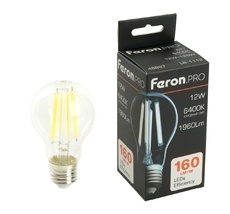 Лампа светодиодная филамент A60 шар 12W 175-265V E27 6400К Feron 48897_FR