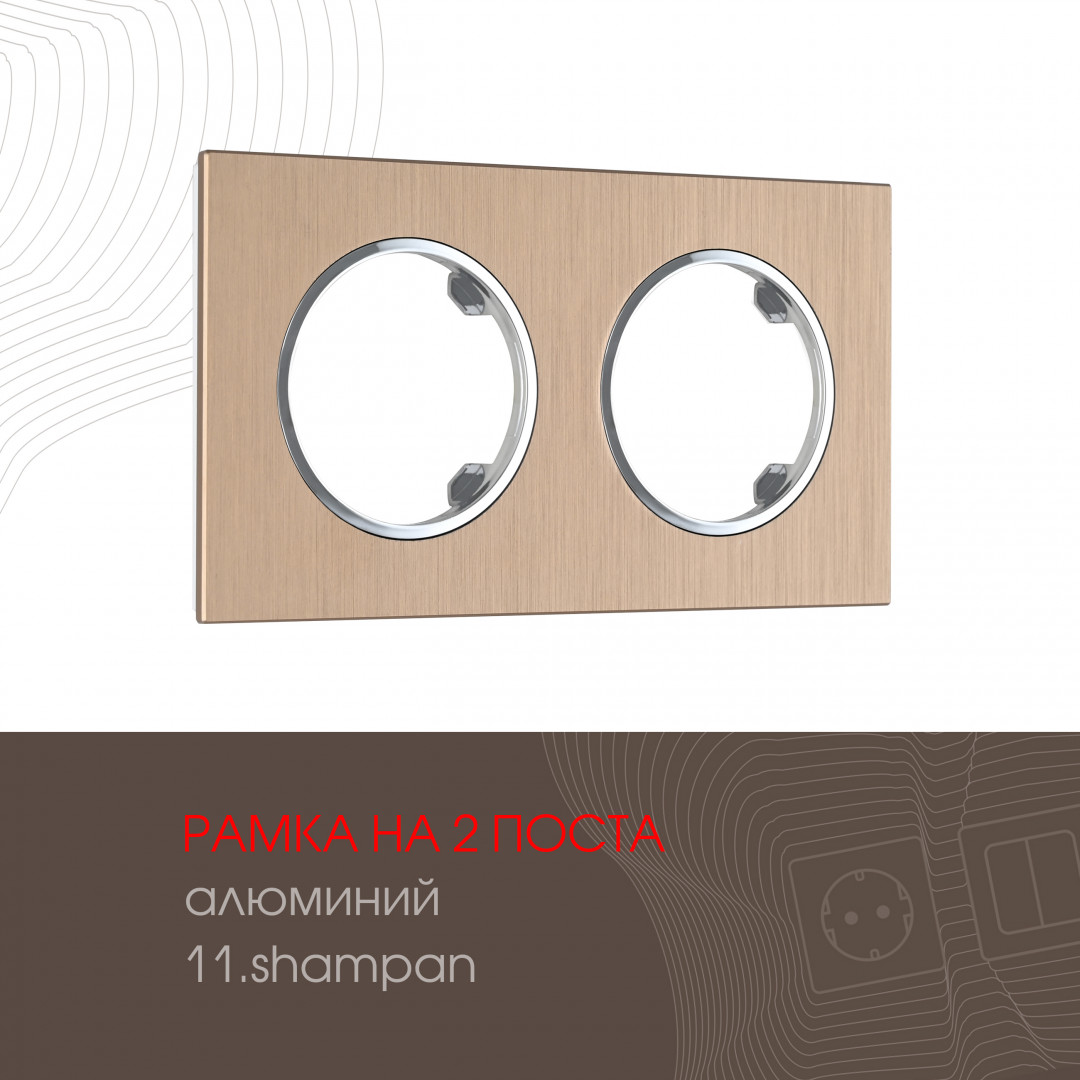 Рамка из алюминия на 2 поста Arte Milano 502.11-2.shampan