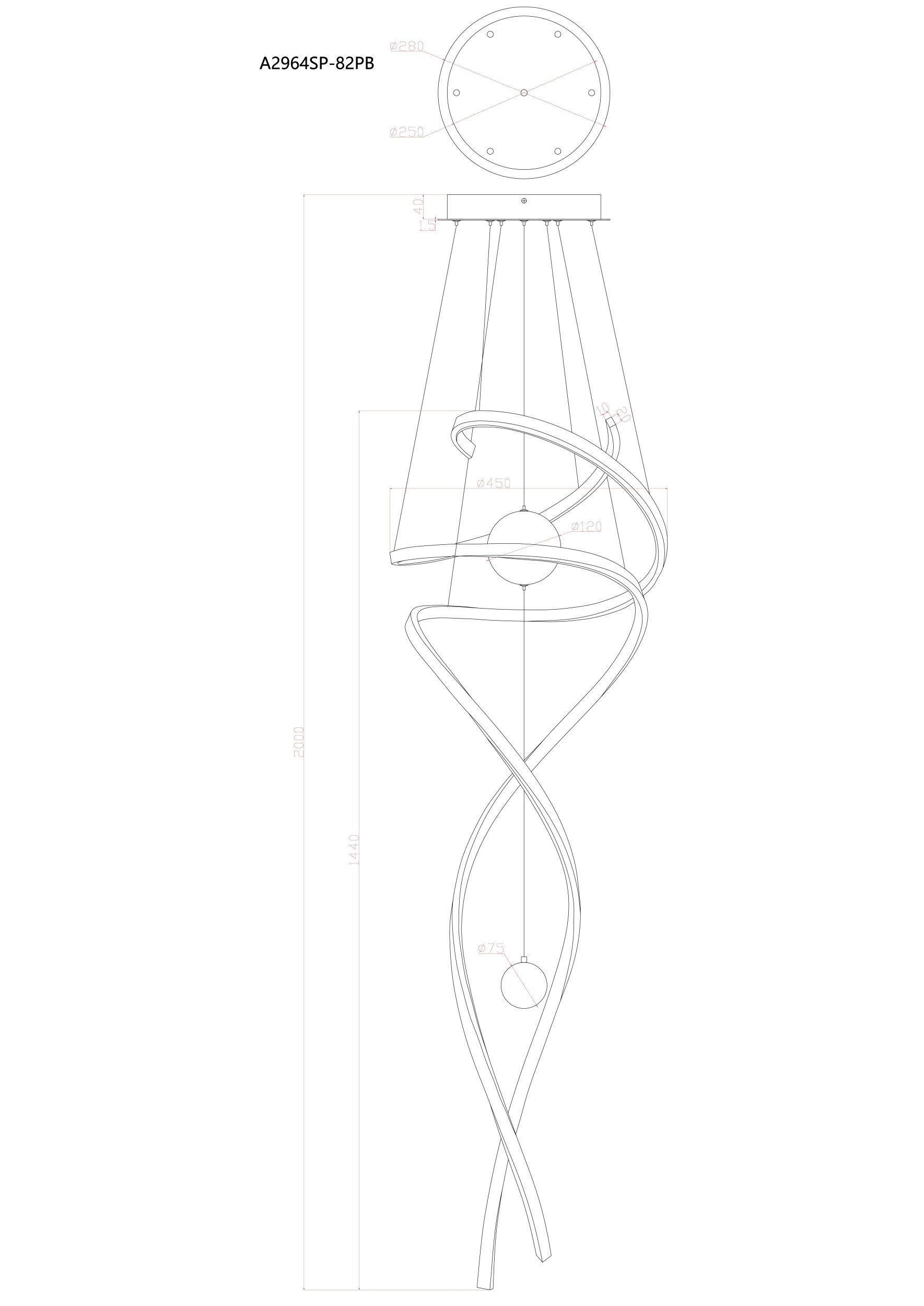 Подвесная люстра Arte Lamp EUPHORIA A2964SP-82PB