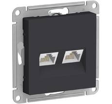 Розетка встраиваемая двойная Ethernet RJ-45 (карбон) Systeme Electric ATN001085