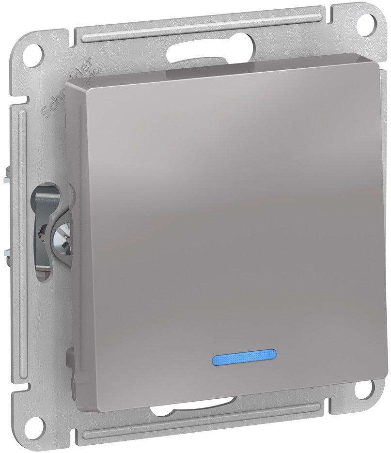 Выключатель встраиваемый одноклавишный с подсветкой (алюминий) Systeme Electric ATN000313