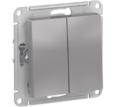 Выключатель встраиваемый двухклавишный (алюминий) Systeme Electric ATN000351
