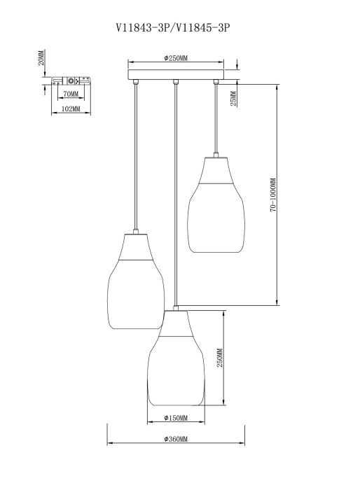 Подвесной светильник Moderli V11843-3P_MD