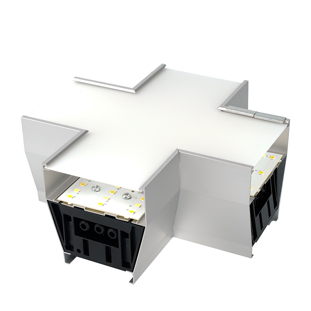 Светильник коннектор 6W 660Lm 3000К-4000К-6400K X-образный с ручным переключением режимов серебро возмож. соедин. в линию Feron 51874_FR