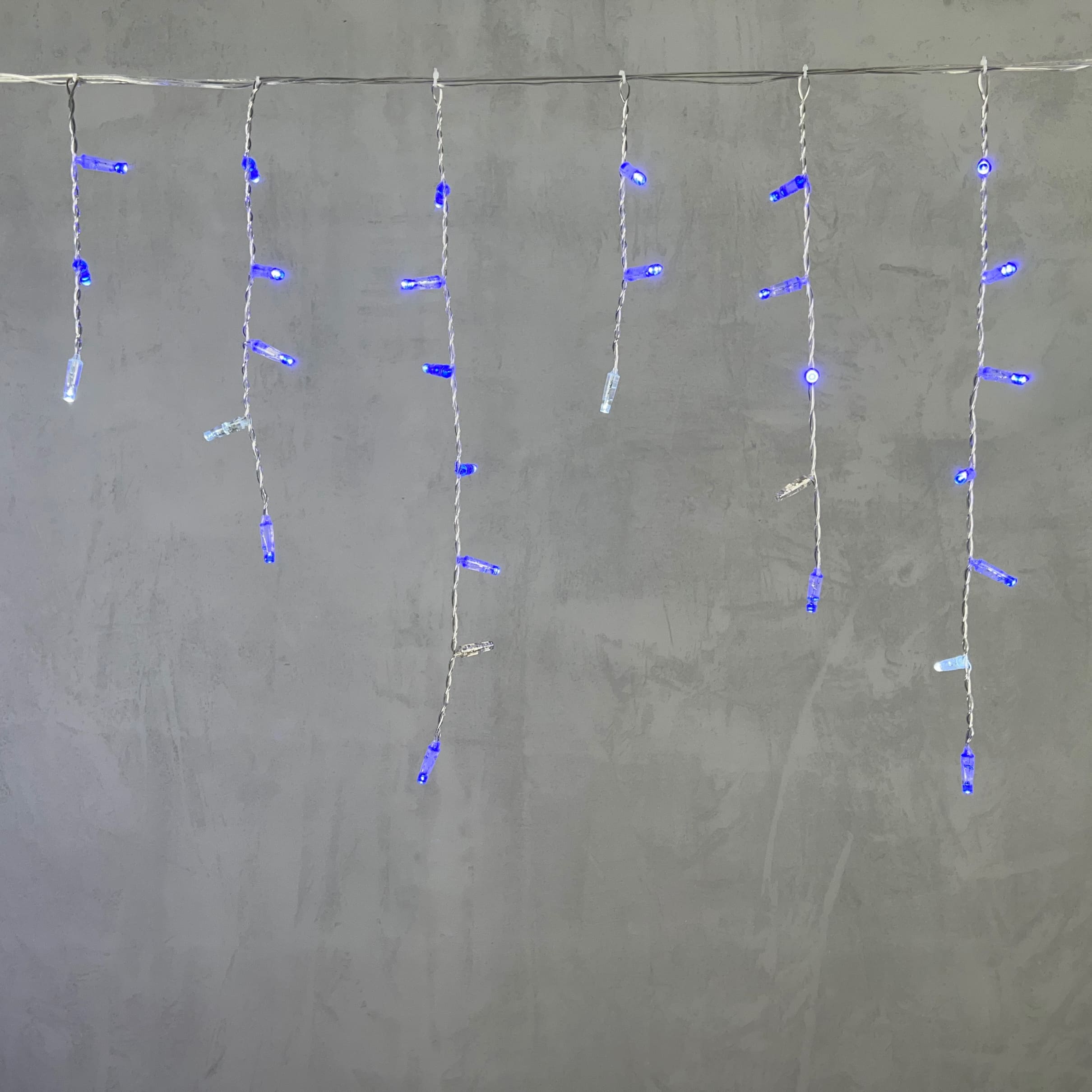 Гирлянда Бахрома с Колпачком 4,9 x 0,5 м Синяя с Мерцанием Белого Диода 220В, 200 LED, Провод Прозрачный ПВХ, IP65 PIL200BLWCAP-10-2B