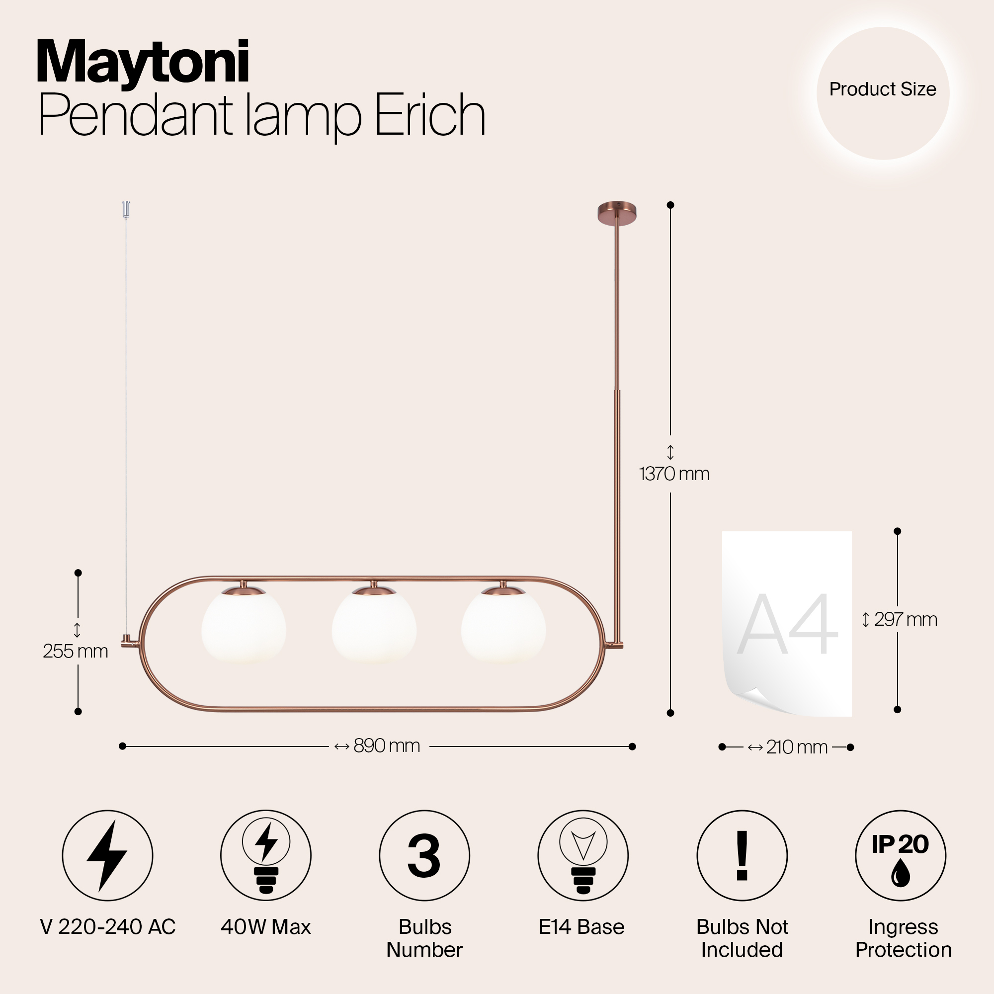 Подвесной светильник Maytoni Modern Erich MOD221PL-03BS_MY
