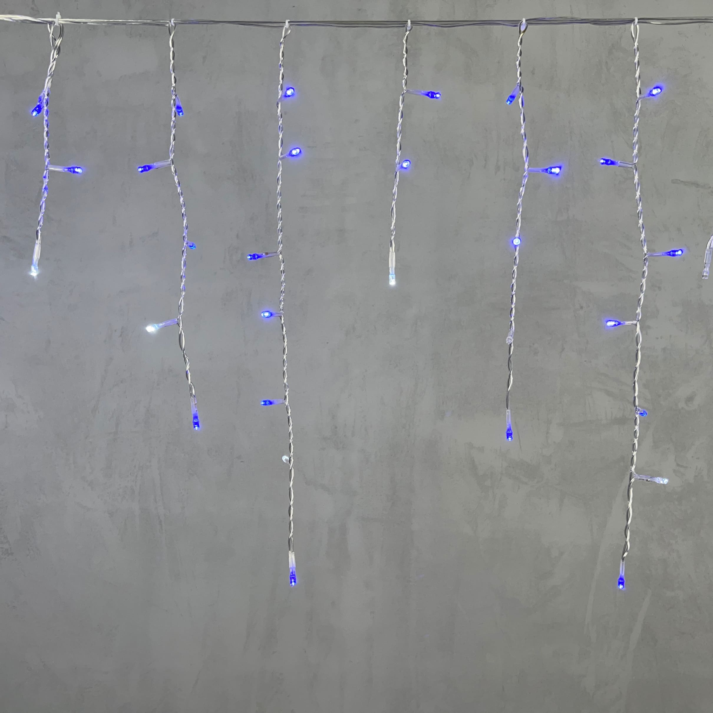 Гирлянда Бахрома 4,9 x 0,5 м Синяя с Мерцанием Белого Диода 220В, 240 LED, Провод Прозрачный ПВХ, IP54 PIL240BLW-10-2B