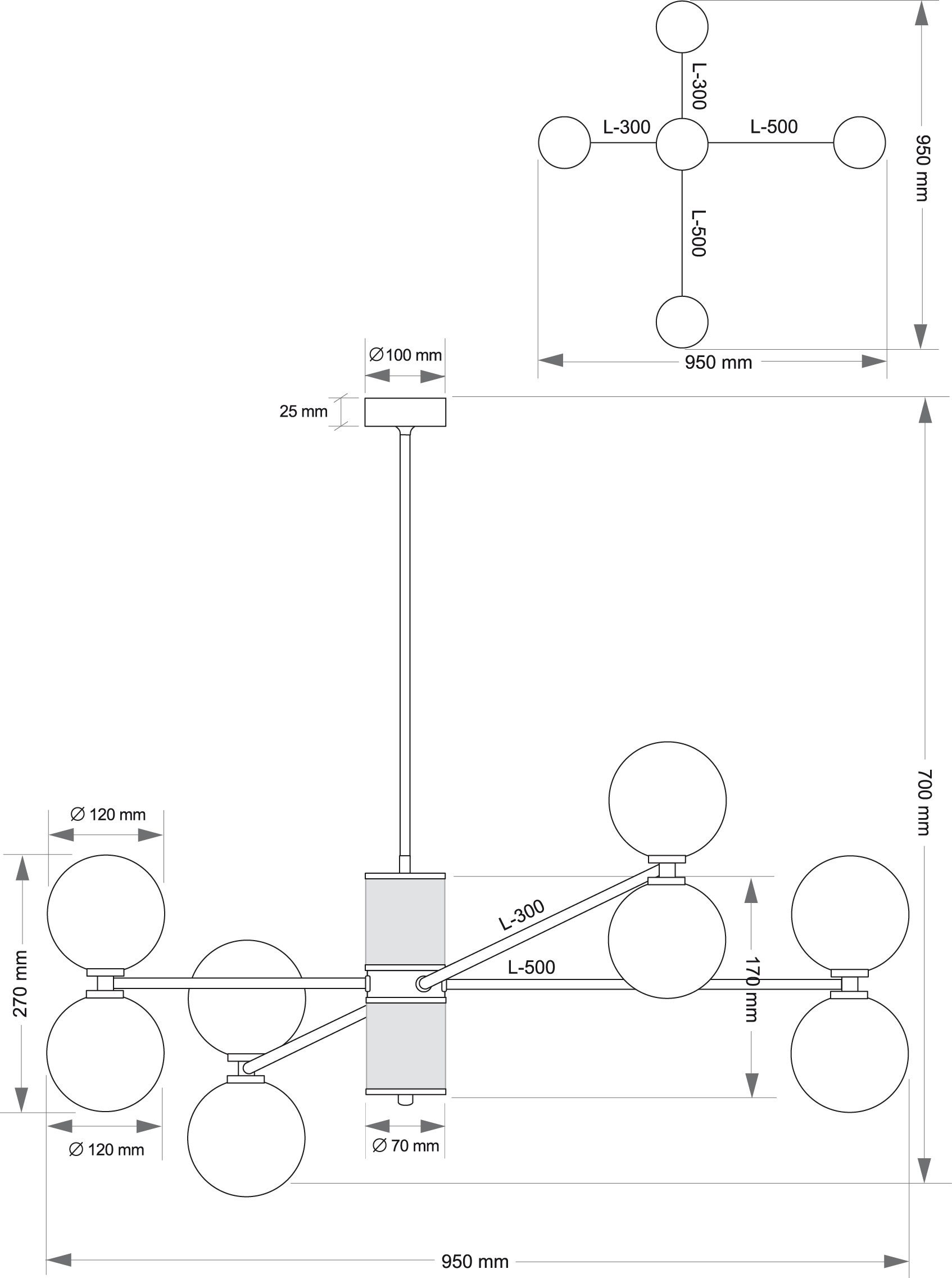 Подвесная люстра KUTEK FABRIANO FAB-ZW-4(BN/3)BB