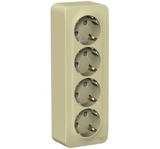 Розетка накладная четверная с заземлением и шторками (бежевый) Systeme Electric BLNRA011417
