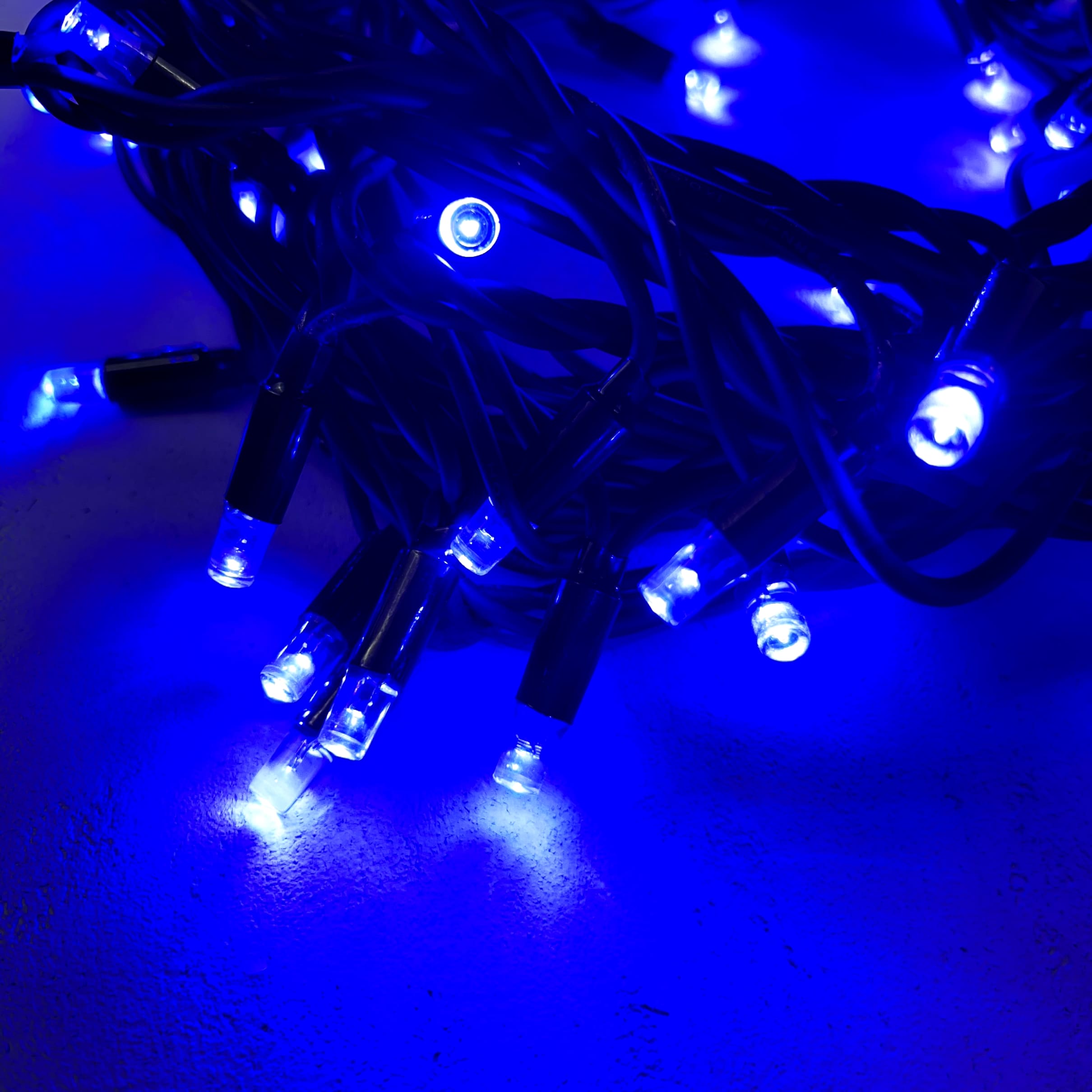 Гирлянда Нить 10м Синяя 220В, 75 LED, Провод Черный Каучук, IP65 LL75-1-2B