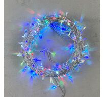 Гирлянда Нить 20м Разноцветная 24В, 200 LED, Провод Прозрачный Силикон, IP65 EST200-10-1RGB