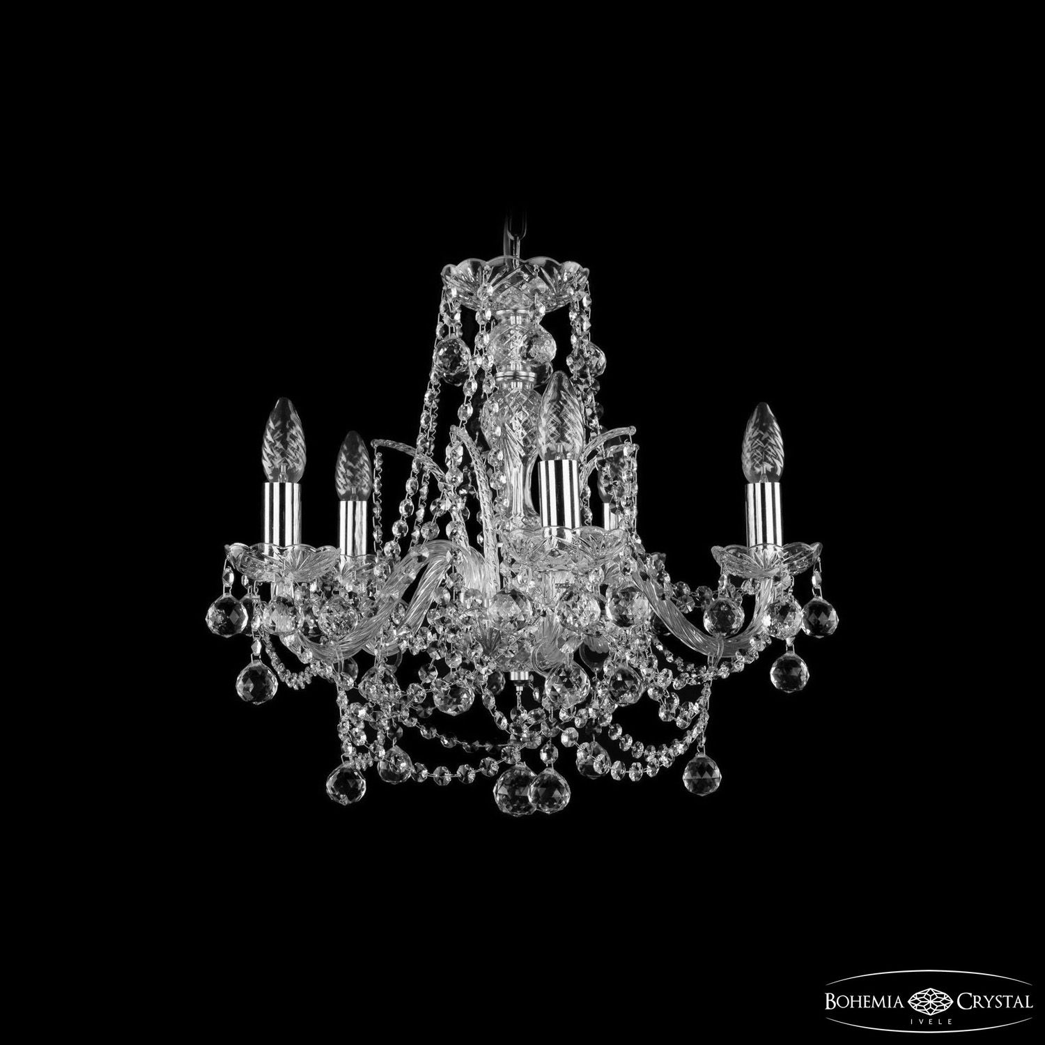 Хрустальная люстра Bohemia Ivele Crystal 1411/5/160 Ni Balls_BI