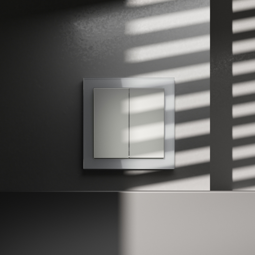 Перекрестный переключатель встраиваемый VOLTUM S70 двухклавишный 10А VLS020505