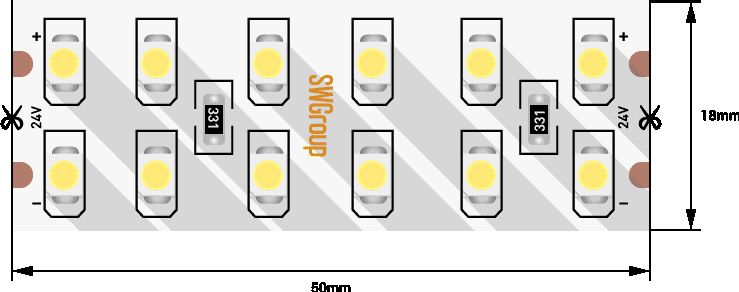 Лента со скотчем 3М светодиодная стандарт 3528, 240 LED/м, 19,2 Вт/м, 24В, IP20, Цвет: Холодный белый 00-00009249_SW