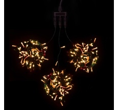 Комплект 3 Желтых Нити с Мерцанием Белого Диода по 20м, 600 LED, Провод Черный ПВХ, IP54 KDD600BLW-11-1Y